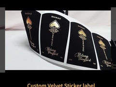 Aanpasbaar afdrukken Goudfolie Stempelen Geprinte Premium Fluweelpapier Wijnlabel voor wijnflessen L
