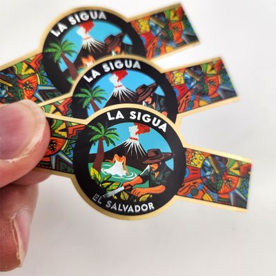 Op maat gemaakte kunstpapier Goud sigarenbanden Etiquette Sticker Bladdrukken