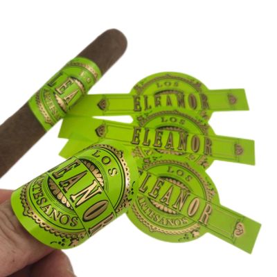 Groene luxe sigarenband drukken gepersonaliseerde merkstickers voor verpakkingen