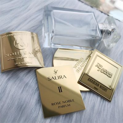 kopen Aangepaste metalen logo-etiketstickers voor cosmetica, glazen flessen, parfum, cosmetica, kaarsen online manufacture