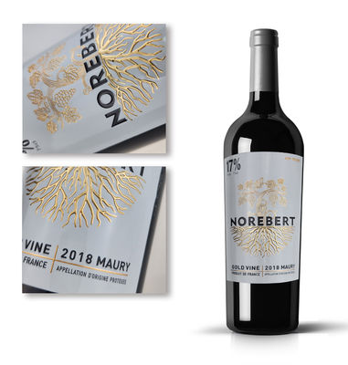 Luxe Embossing Verpakkingslabel voor Wijn Whisky Bier Flessen Privé Ontwerp