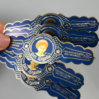 Hoogwaardig OEM sigarenlabel met privélogo zelfklevende sticker UV 3D reliëfdruk Goudfolie met vinyl gedrukt sigarenlabel voor feest & bruiloft & Kerstmis