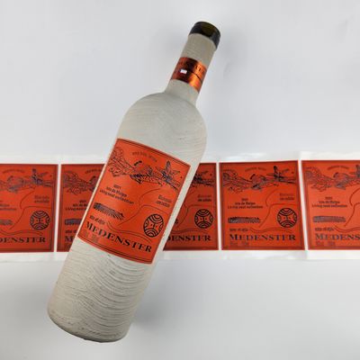 Goede prijs Oranje op maat gemaakte lederen stickers Gedrukt teksture Wijnfles etiket online