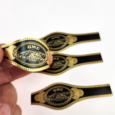 Goede prijs Zwarte gouden aangepaste sigarenband drukstickers online