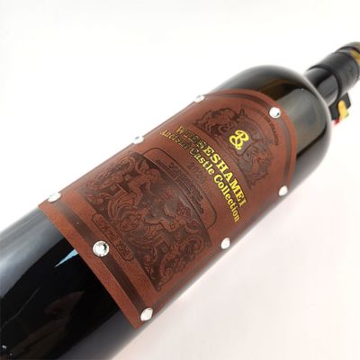 Goede prijs OEM Brand Stamping PU Leer Label Customized Wine Gepersonaliseerde Leer Tags Sticker online