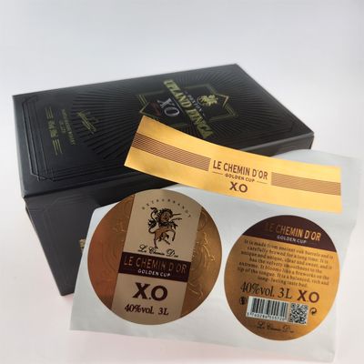 Goede prijs Custom 3D embossed brandy whisky etiketten - Gold foil wijnfles etiketten OEM online