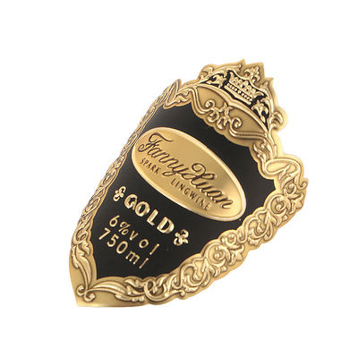 Goede prijs Op maat gemaakte standaardgrootte zelfklevend drukwerk Vodka wijnfles Goudfoliefles Metalen etiketten Sticker online
