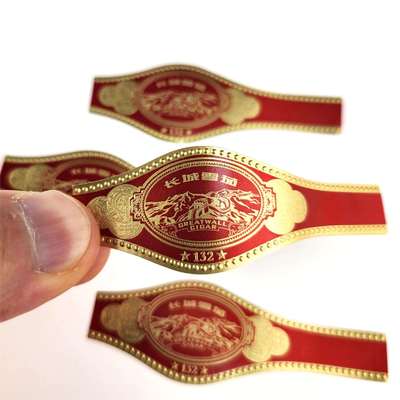 Goede prijs Custom Round Rectangular Oval Cigar Band Label with Gold Foil Stamping and Embossed Design online