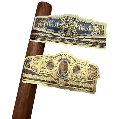 Goede prijs ISO9001 Certified Waterproof Eco-friendly Cigar Label Adhesive Sticker with Gold Foil 3D Embossed Customized Shape online
